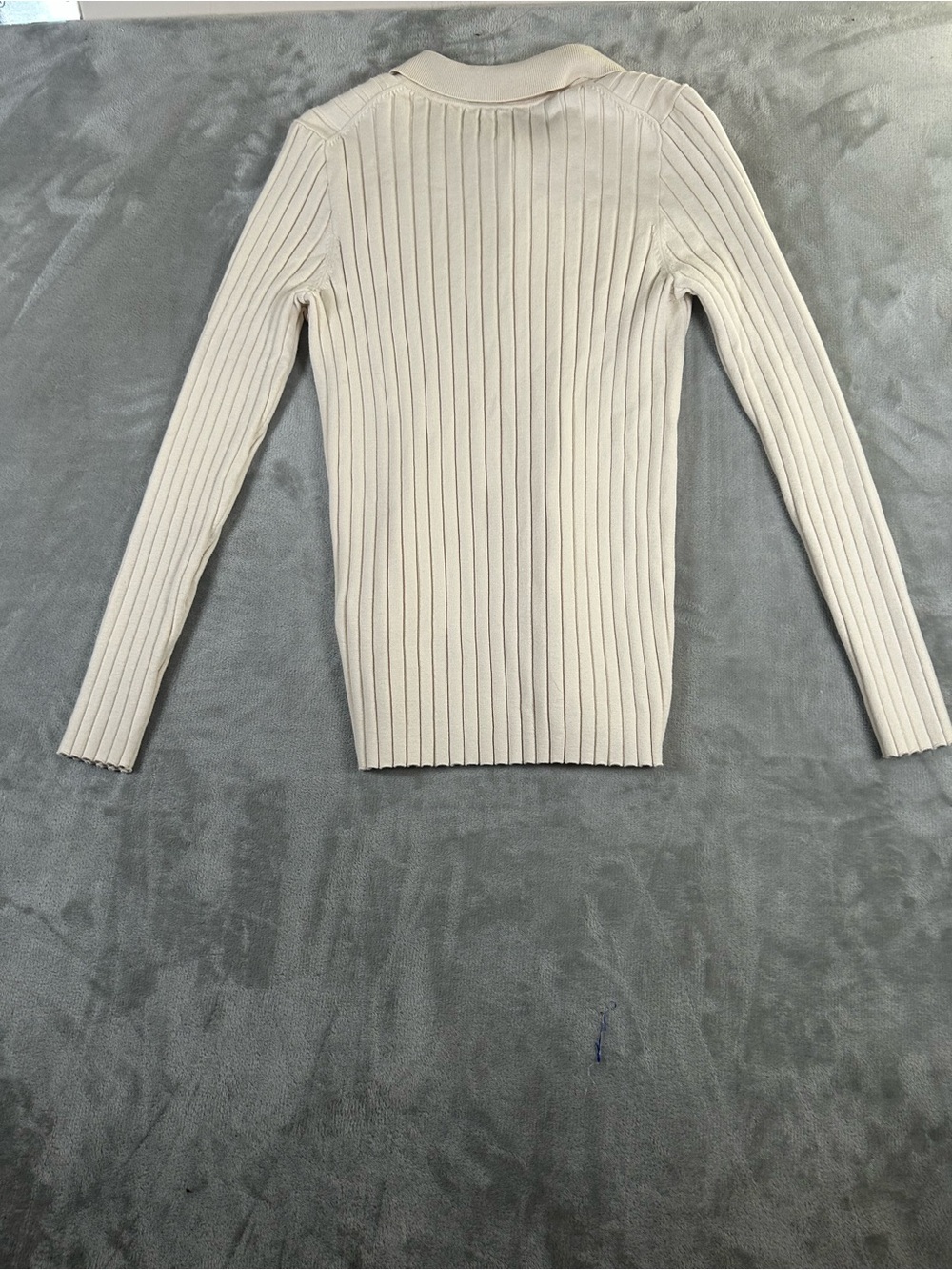 Madewell polo Cream Ribbed Button-Front Collared Sweater - Picture 5 of 12